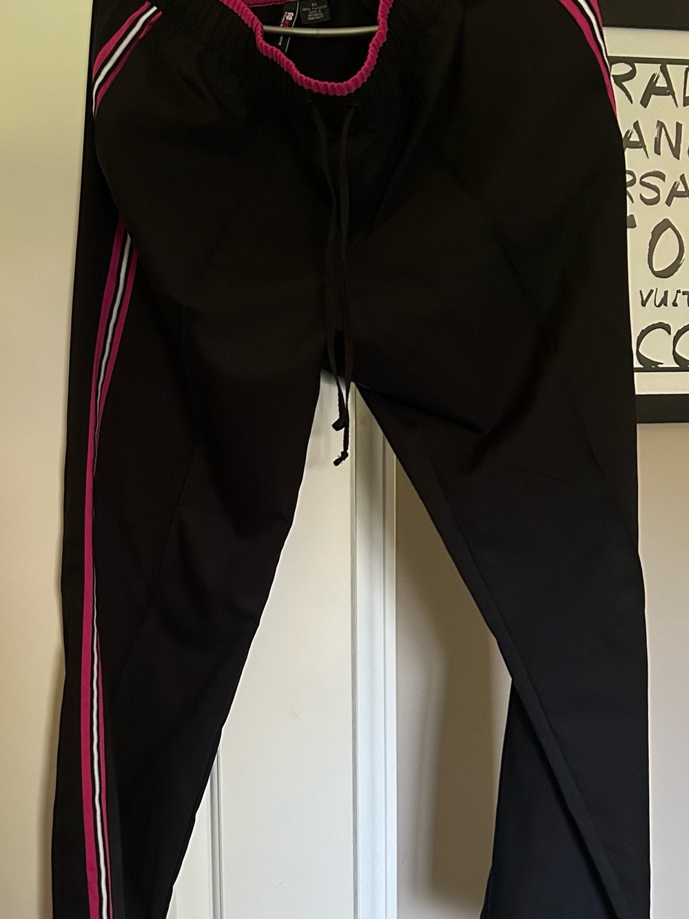 Pro Edge Black Athletic Pants with Fuchsia Waistband